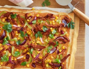 Vegán BBQ pizza